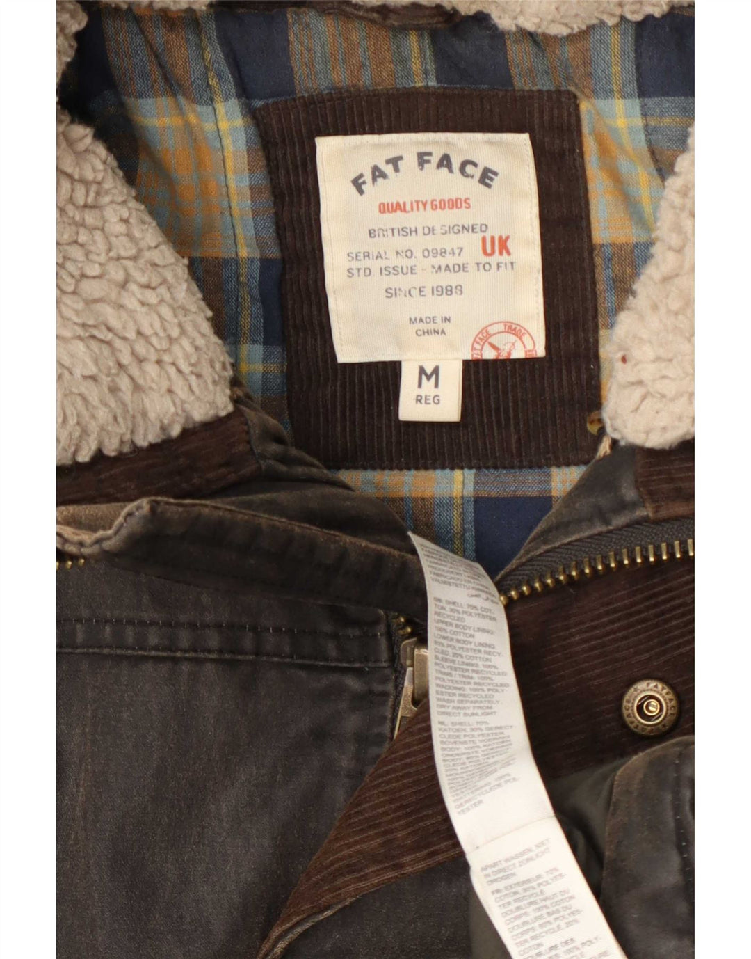 Fat Face Herre vokset bomuldsjakke UK 38 Medium Brown