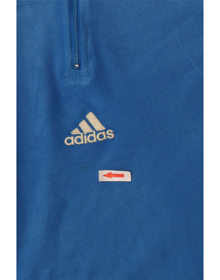 Adidas Dame Loose Fit Zip Neck Top Langærmet Medium Blue Polyester