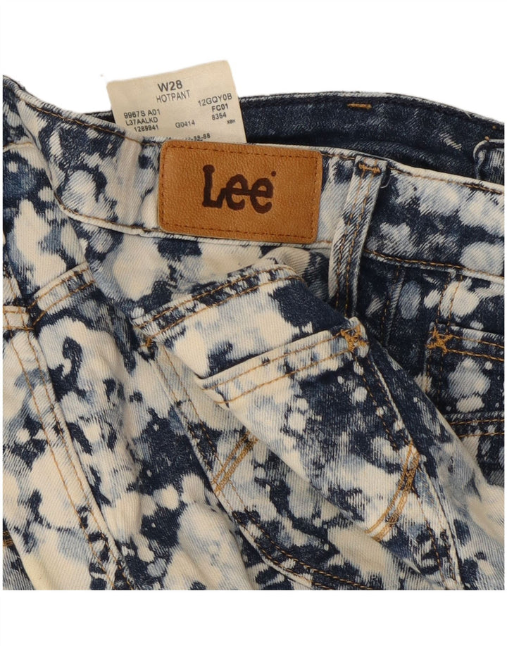 Lee Womens Denim Hot Pants W28 Medium Navy Blue Tie Dye Bomuld