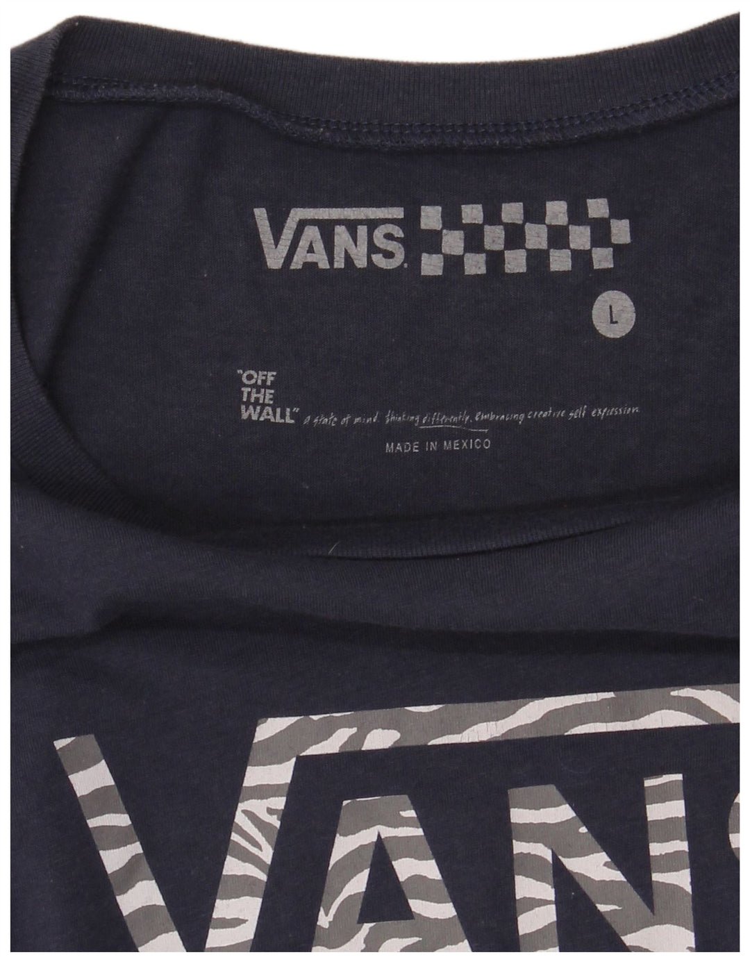 Vans Dame Grafisk T-Shirt Top UK 14 Large Navy Blue