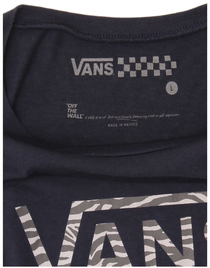 Vans Dame Grafisk T-Shirt Top UK 14 Large Navy Blue