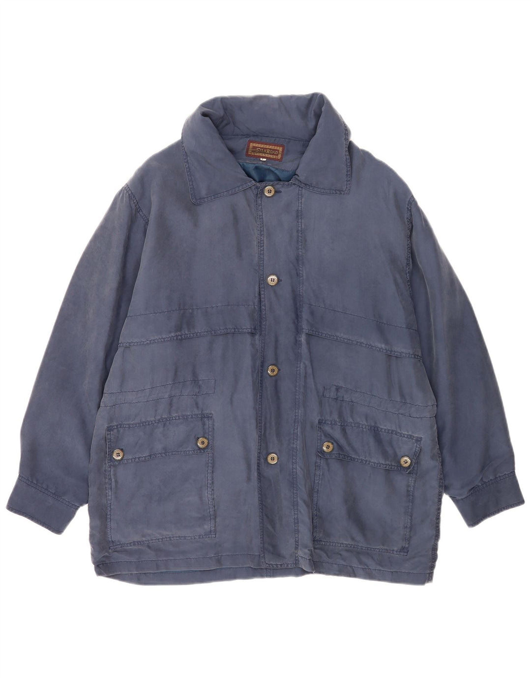 Vintage Herre Utility Jacket UK 40 Large Navy Blue Silk