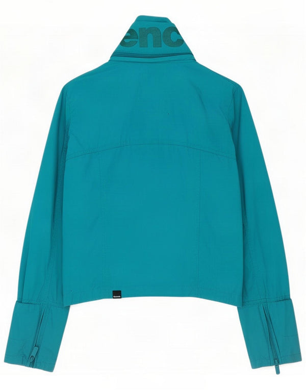 Bench Womens Hooded Tracksuit Top Jacket UK 10 Small Blue Cotton