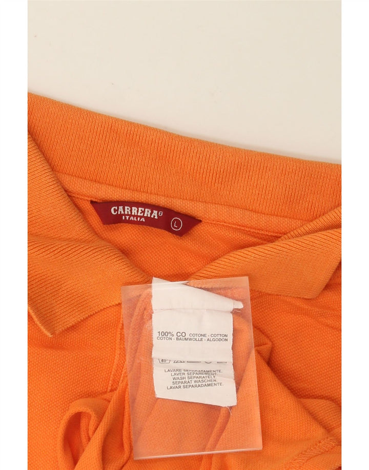 CARRERA Mens Polo Shirt Large Orange Cotton