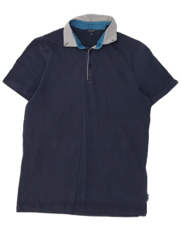 Ted Baker herre poloshirt str. 3 Medium marineblå bomuld
