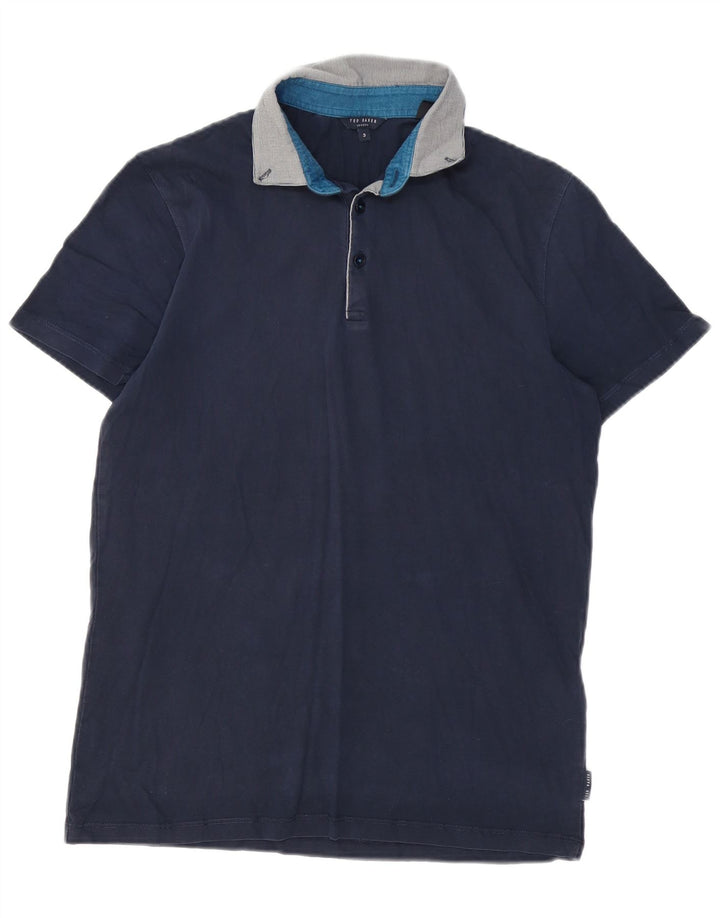 Ted Baker herre poloshirt str. 3 Medium marineblå bomuld