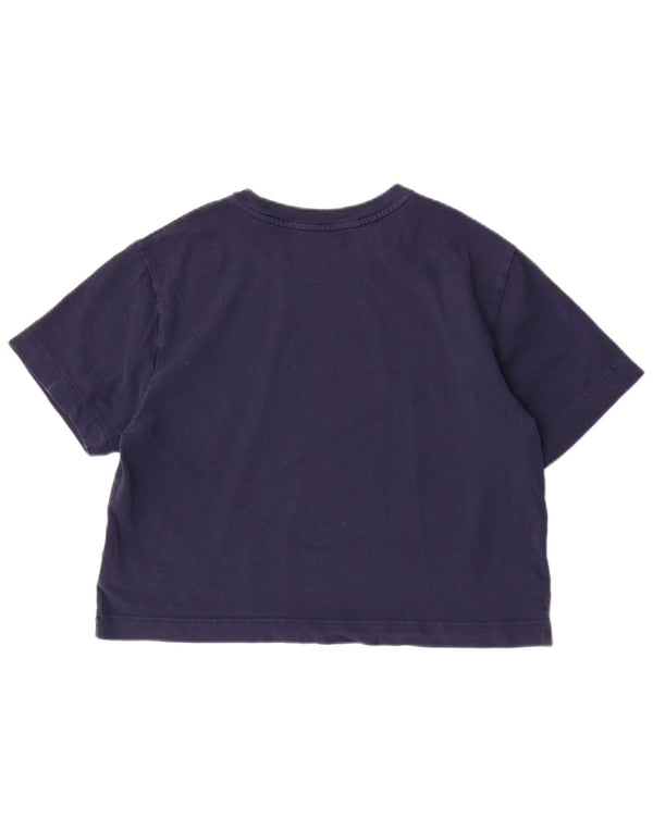 Gap Womens Crop Oversized grafisk T-shirt top UK 10 Small Navy Blue Cotton