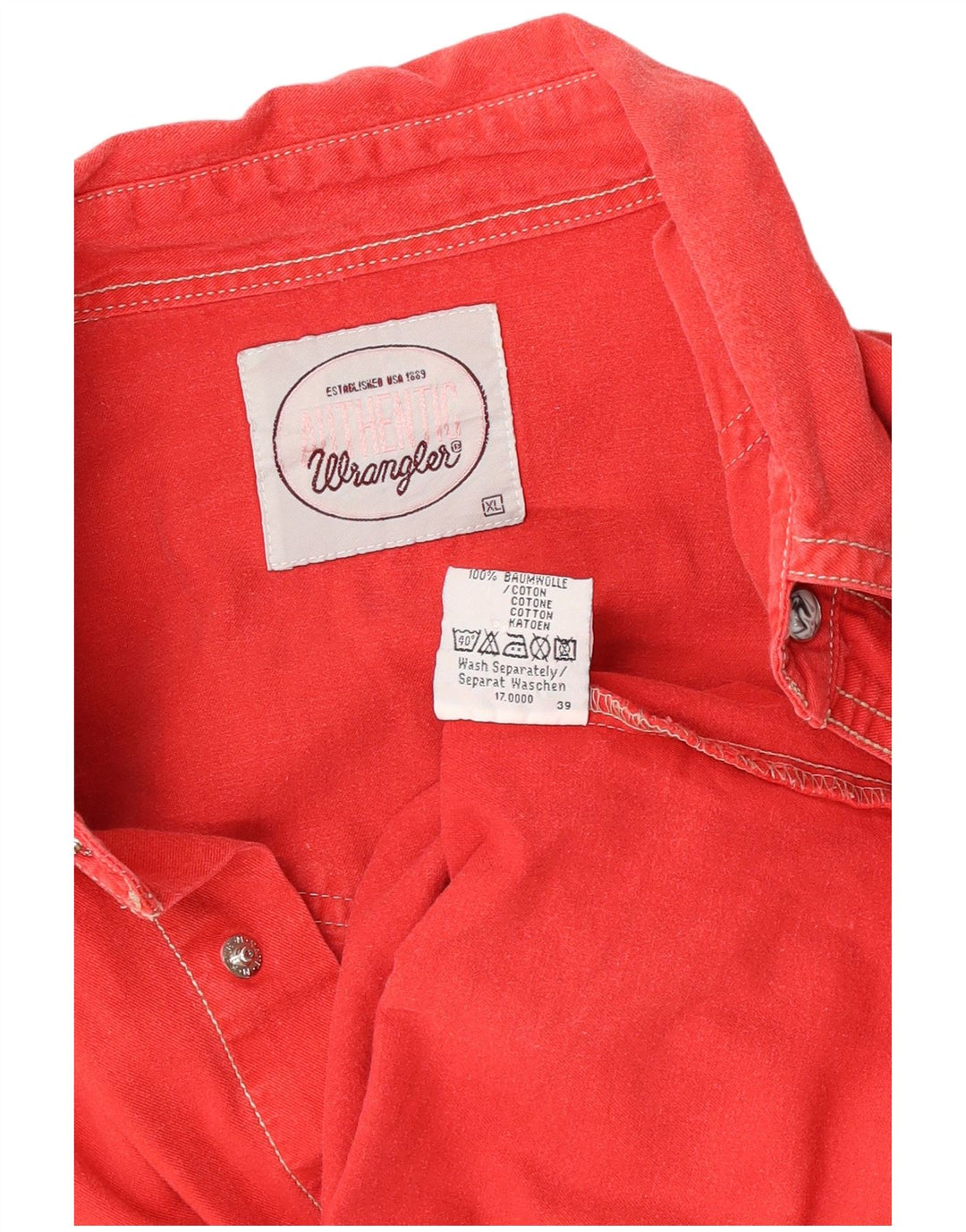 Wrangler Herre Denim Shirt XL Rød Bomuld