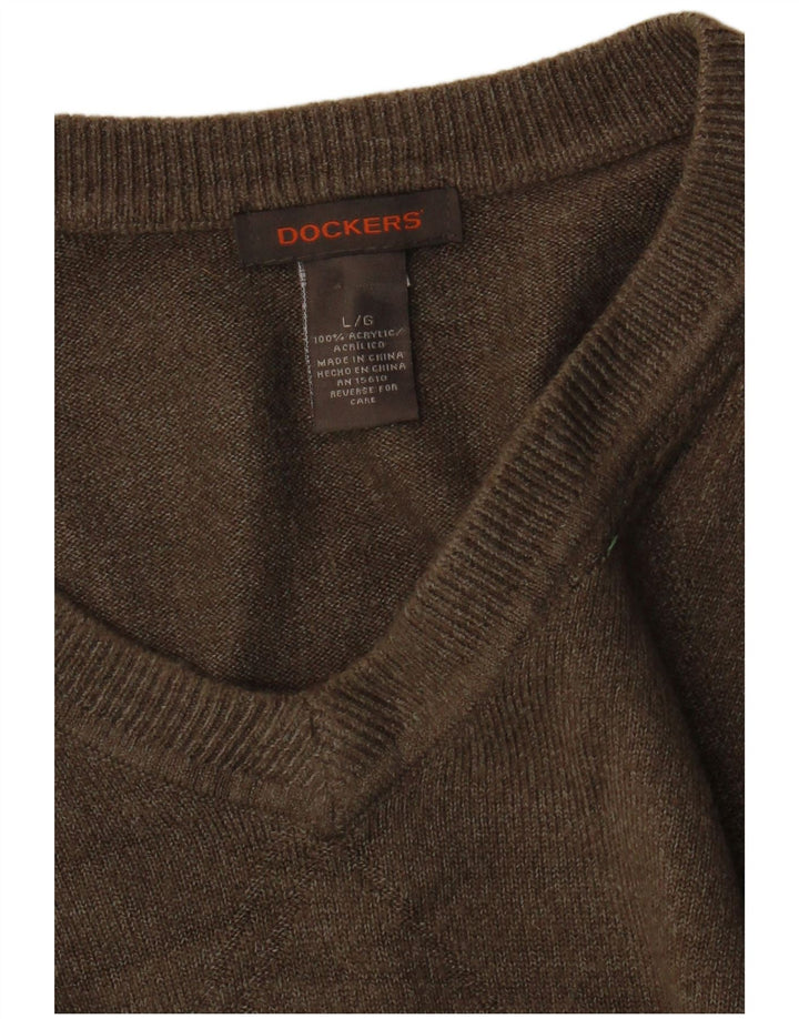 Dockers Herre V-hals sweater Stor brun akryl