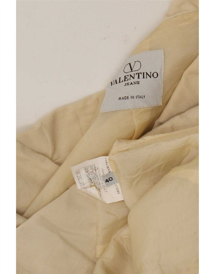Valentino Dame 3 Button Blazer Jacket IT 40 Small Beige Pinstripe