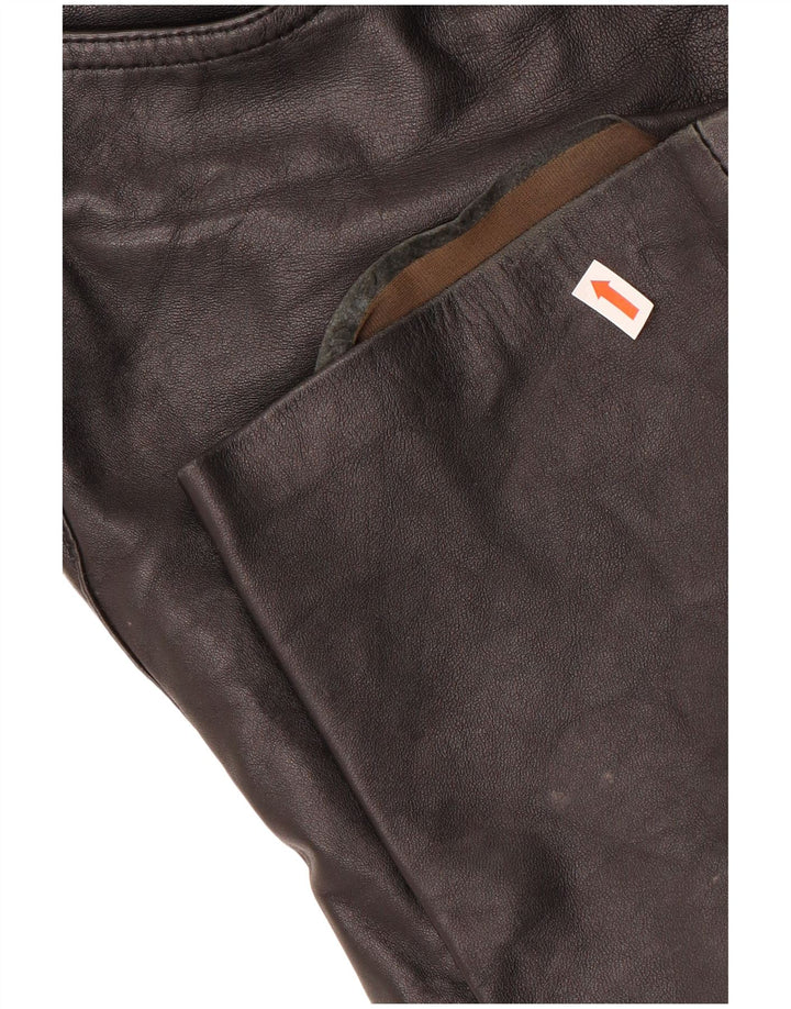 VINTAGE Lige bukser til kvinder IT 42 Medium W28 L29 Sort læder