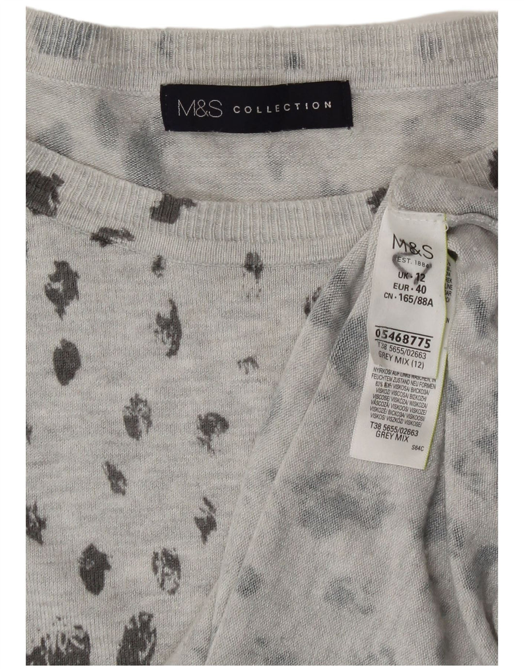 Marks & Spencer Dame Boat Neck Jumper Sweater UK 12 Medium Grey