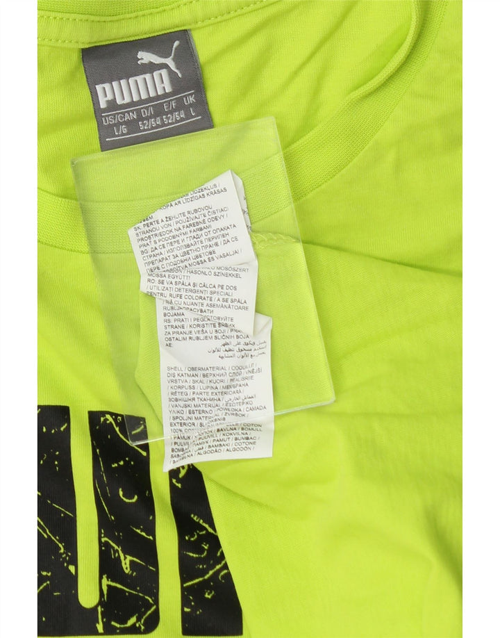 PUMA Mens Graphic T-Shirt Top Large Green Cotton Vintage Puma and Second-Hand Puma from Messina Hembry 