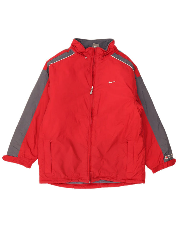 NIKE Boys Windbreaker Jacket 12-13 Years Large Red Colourblock