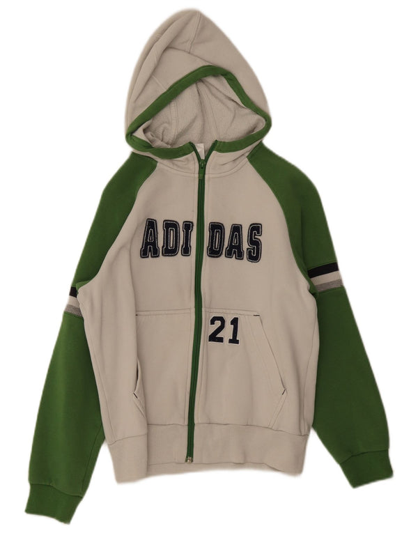 Adidas drenge grafisk hættetrøje med lynlås 11-12 år Hvid Colourblock Bomuld