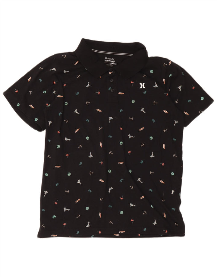 Hurley Boys Dri Fit abstrakt mønster poloshirt 13-14 år XL Sort