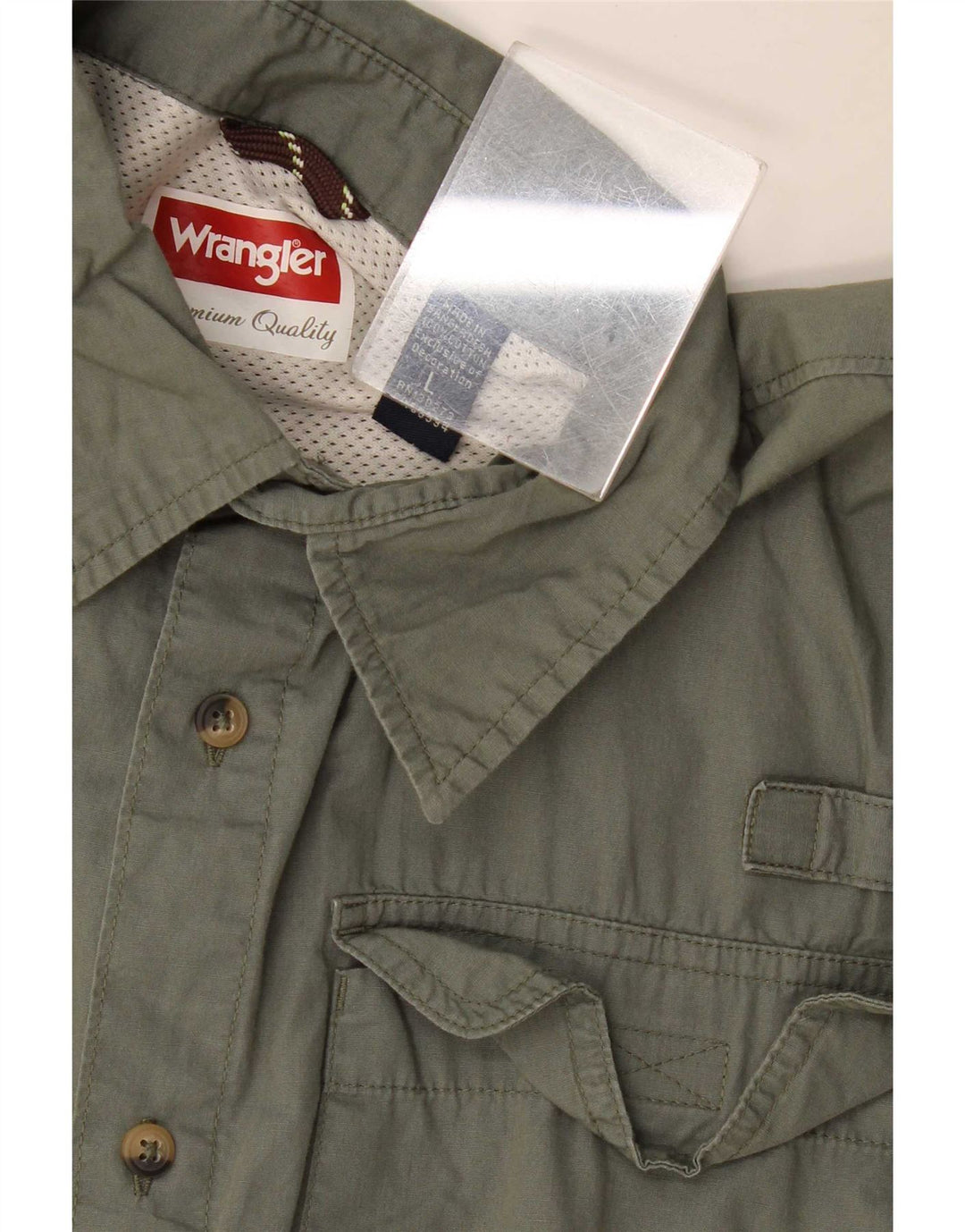 Wrangler Kortærmet Herreskjorte Stor Khaki Bomuld