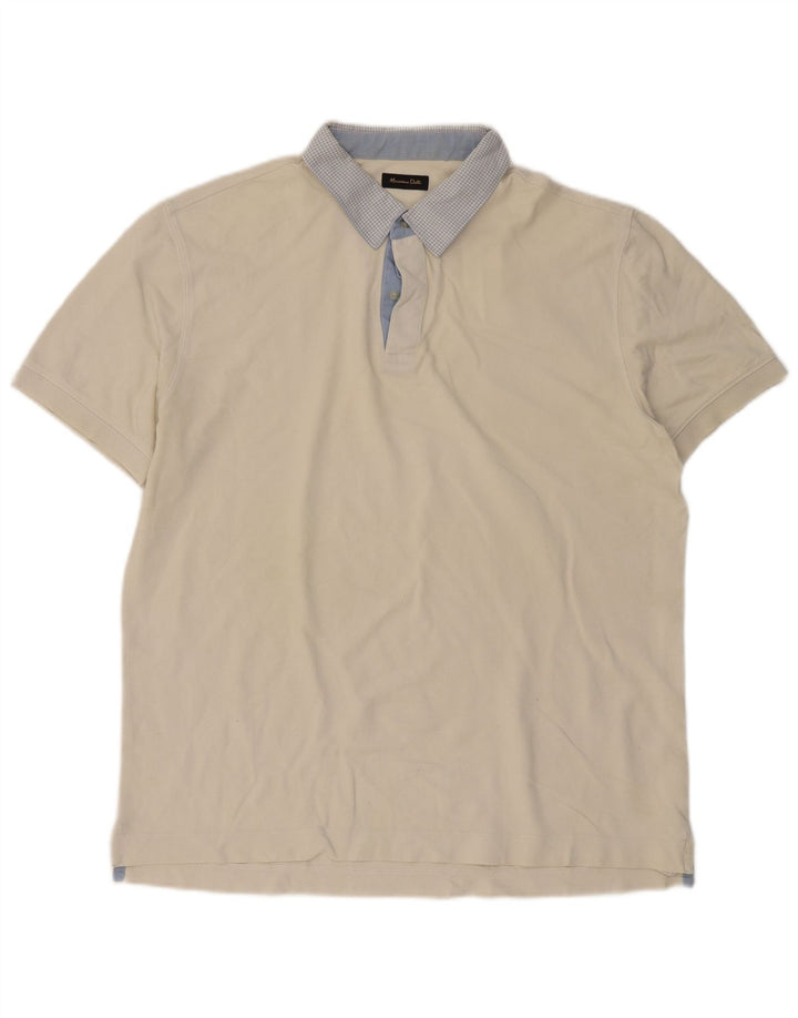 MASSIMO DUTTI Herre poloshirt Large Off White Bomuld
