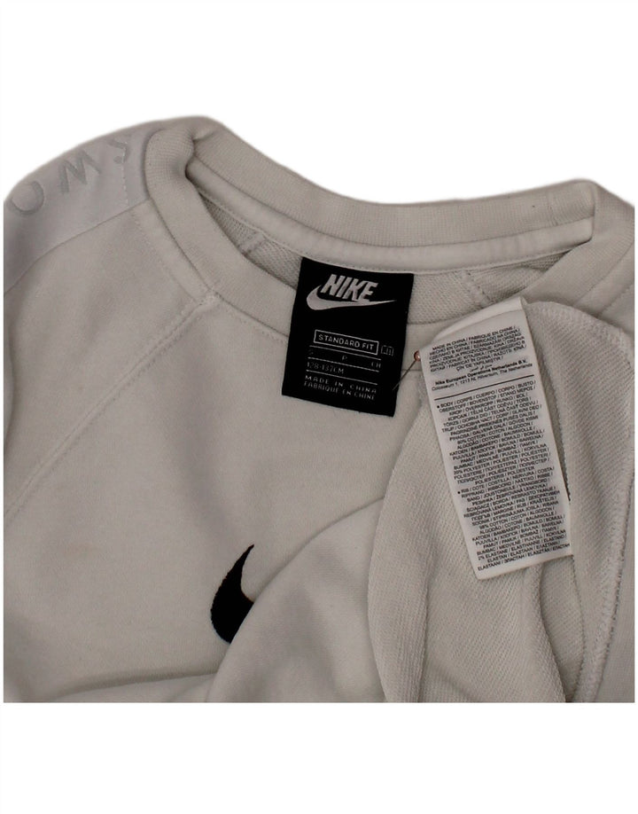 NIKE Boys Swoosh Standard Fit Sweatshirt Jumper 8-9 år Lille hvid