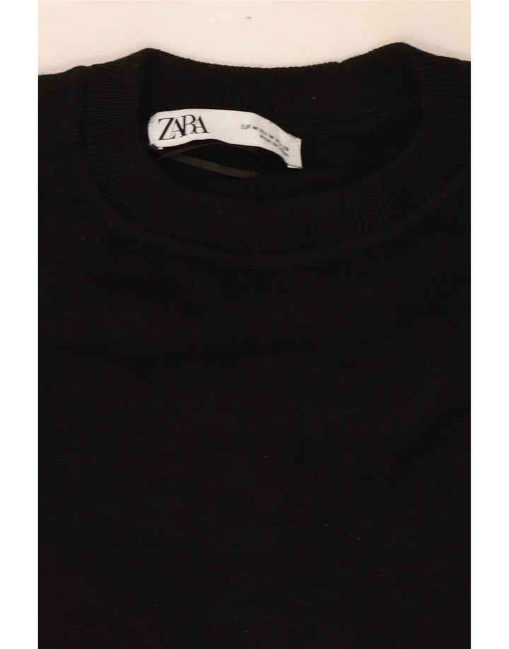 Zara Womens Crop Oversized bluse Top UK 14 Medium Black