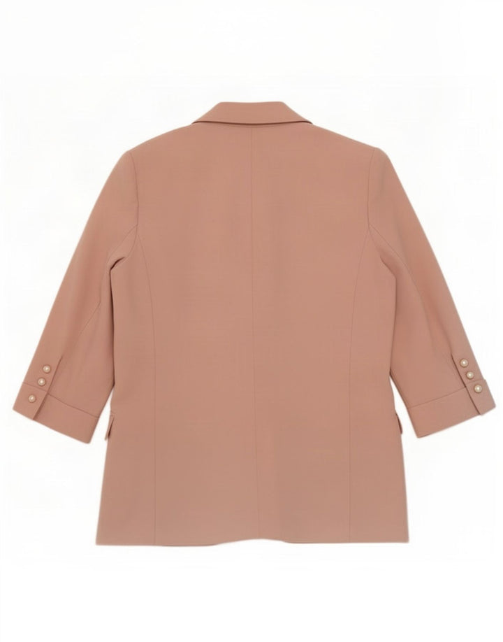 Zara Dame 3/4 ærmet åben blazerjakke UK 14 Medium Pink Polyester