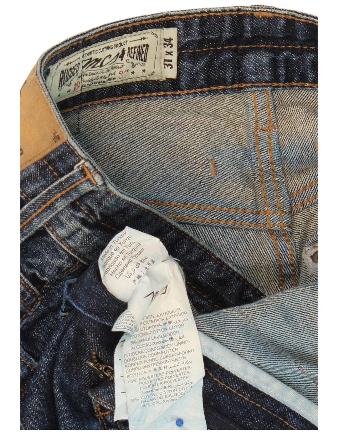 MARLBORO CLASSICS Herre nødlidende Regular Tapered Jeans W31 L34 Blå