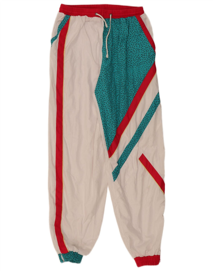 VINTAGE Træningsdragt til kvinder Joggers UK 14 Medium White Colourblock
