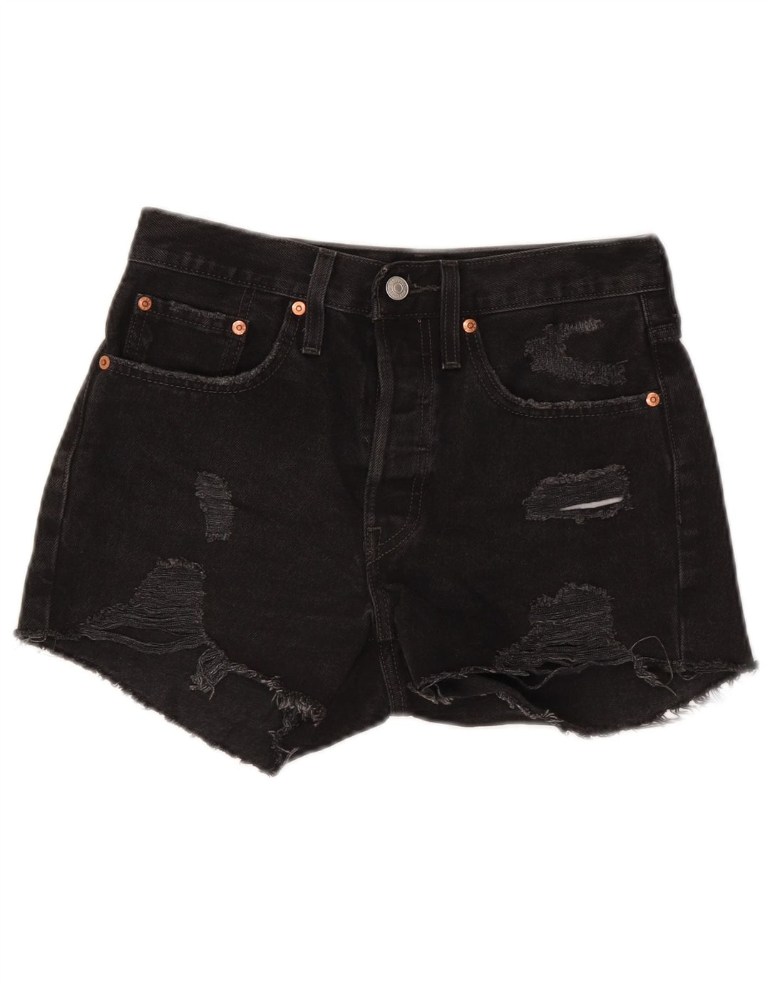 Levi's Womens 501 Distressed Denim Shorts W28 Medium Black
