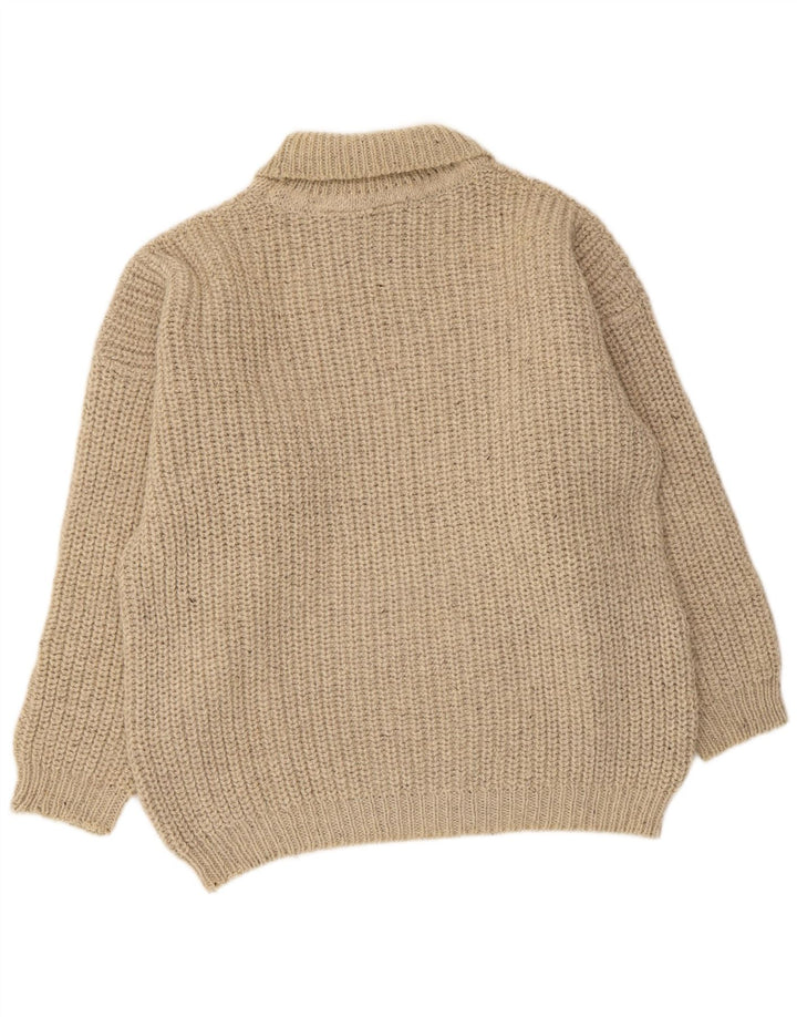 Vintage Herre rullehals sweater stor beige