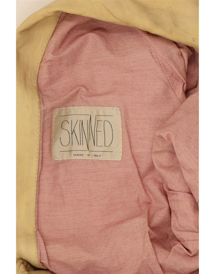 Vintage dame 3-knaps læder blazerjakke UK 10 Small Yellow