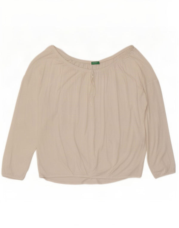 Benetton Womens Oversized Off Shoulder Top UK 16 Large White Viscose