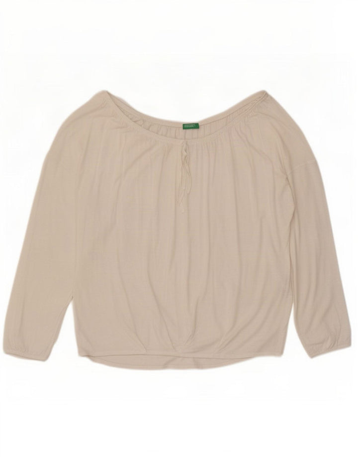 Benetton Womens Oversized Off Shoulder Top UK 16 Large White Viscose