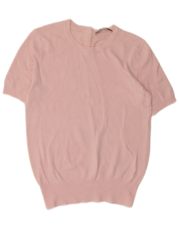 Zara Dame Kortærmet Jumper Sweater med rund hals UK 18 XL Pink