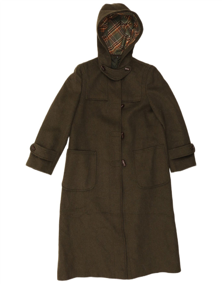 Vintage hættejakke til kvinder EU 40 Medium Khaki Wool