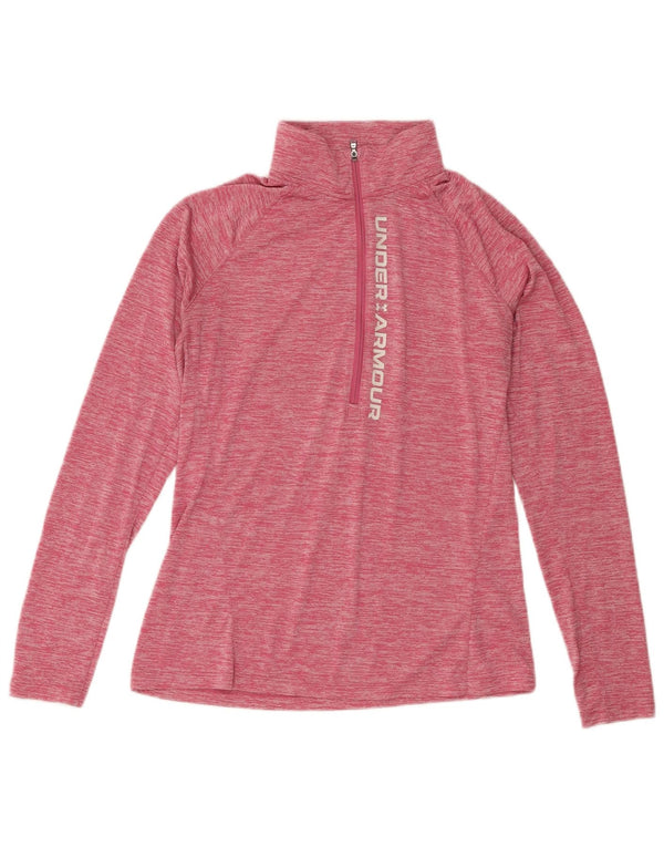 Under Armour Dame Grafisk Pullover Træningsdragt Top UK 14 Large Pink Flecked
