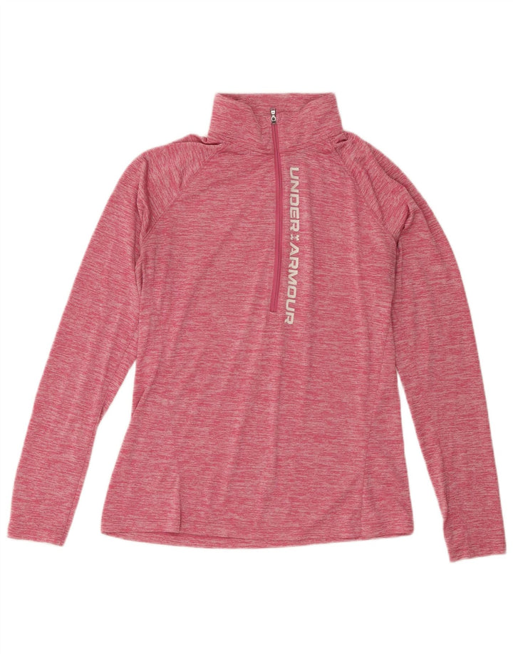 Under Armour Dame Grafisk Pullover Træningsdragt Top UK 14 Large Pink Flecked