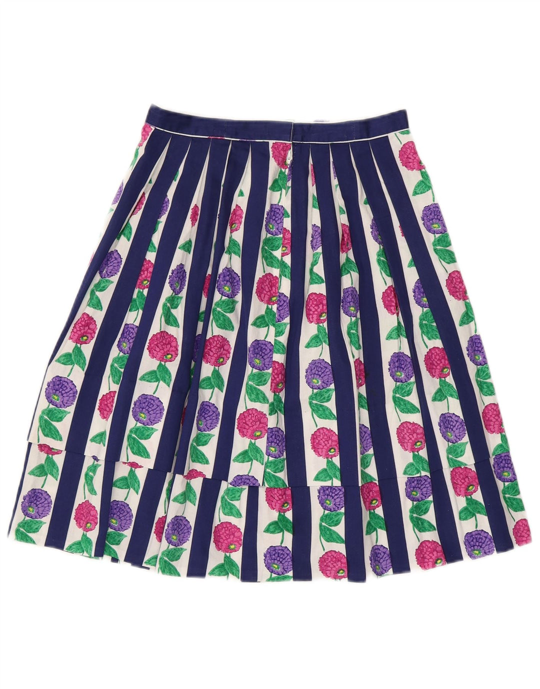 VINTAGE plisseret nederdel til kvinder W24 XS Blå blomster