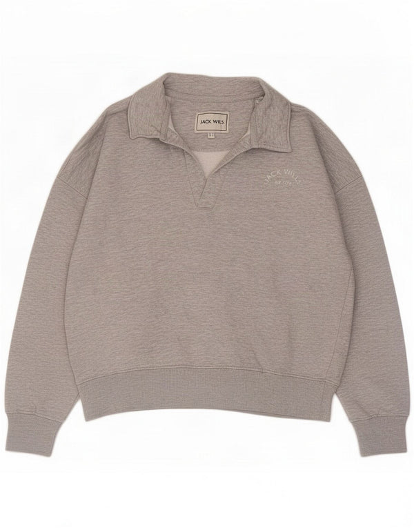Jack Wills Dame Polo Neck Sweatshirt Jumper UK 12 Medium Grey Polyester