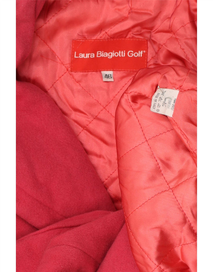 LAURA BIAGIOTTI Womens Hooded Overcoat IT 46 Large Pink Wool Vintage Laura Biagiotti and Second-Hand Laura Biagiotti from Messina Hembry 