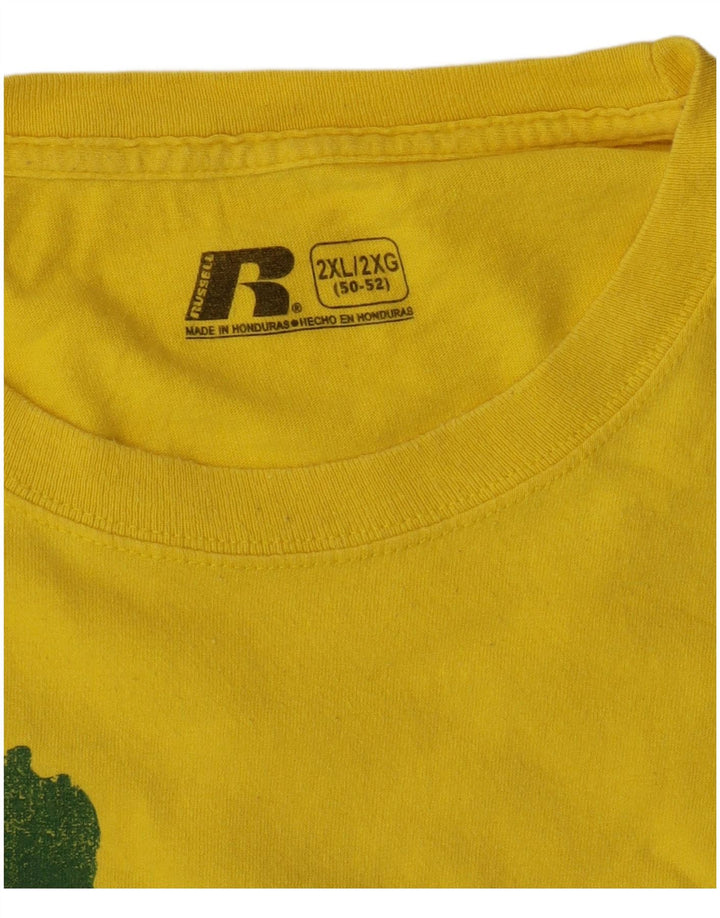 Russell Athletic Herre Grafisk T-Shirt Top 2XL Gul