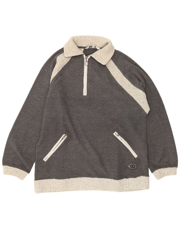 Lotto Dame Oversized Polo Neck Jumper Sweater UK 12 Medium Grå Flecked