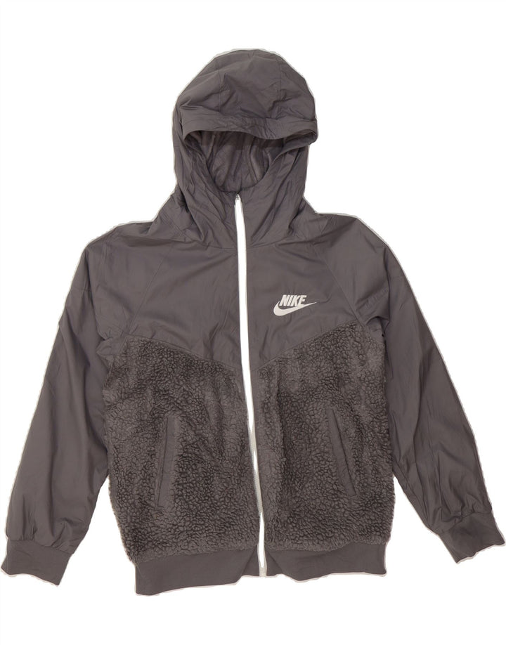 NIKE Womens Zip Hoodie Sweater UK 16 Large Grey Polyester Vintage Nike and Second-Hand Nike from Messina Hembry 