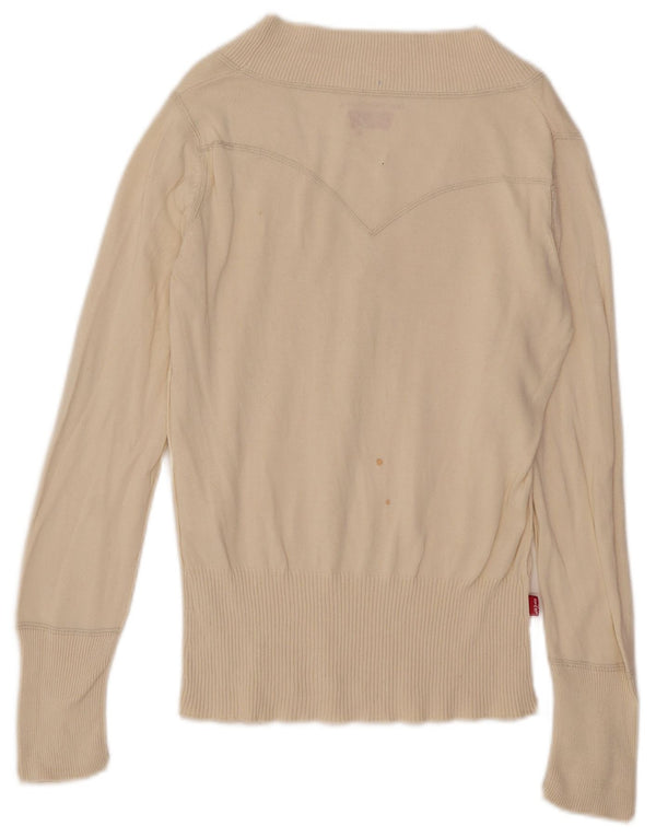 Levi's Dame V-hals sweater UK 12 Medium Off White