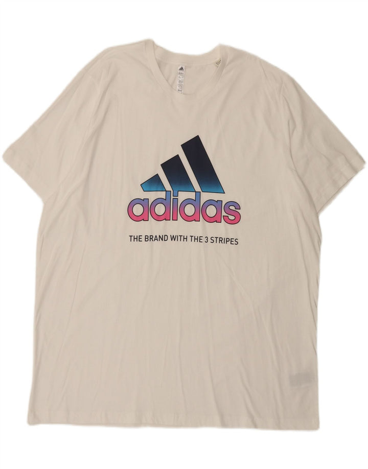 Adidas Herre grafisk T-shirt Top 2XL Hvid Bomuld