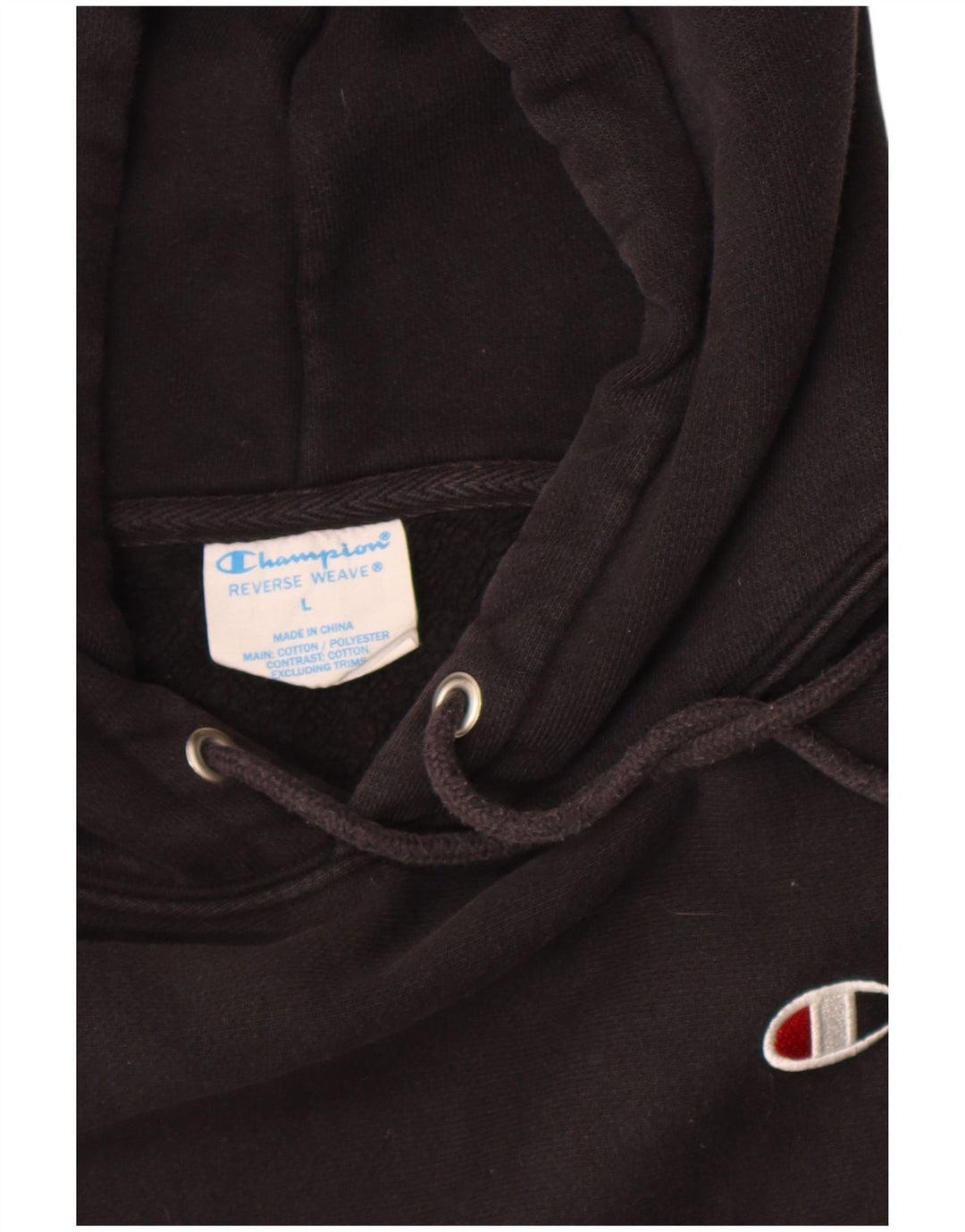 Champion Herre Reverse Weave Hoodie Jumper Large Sort Bomuld