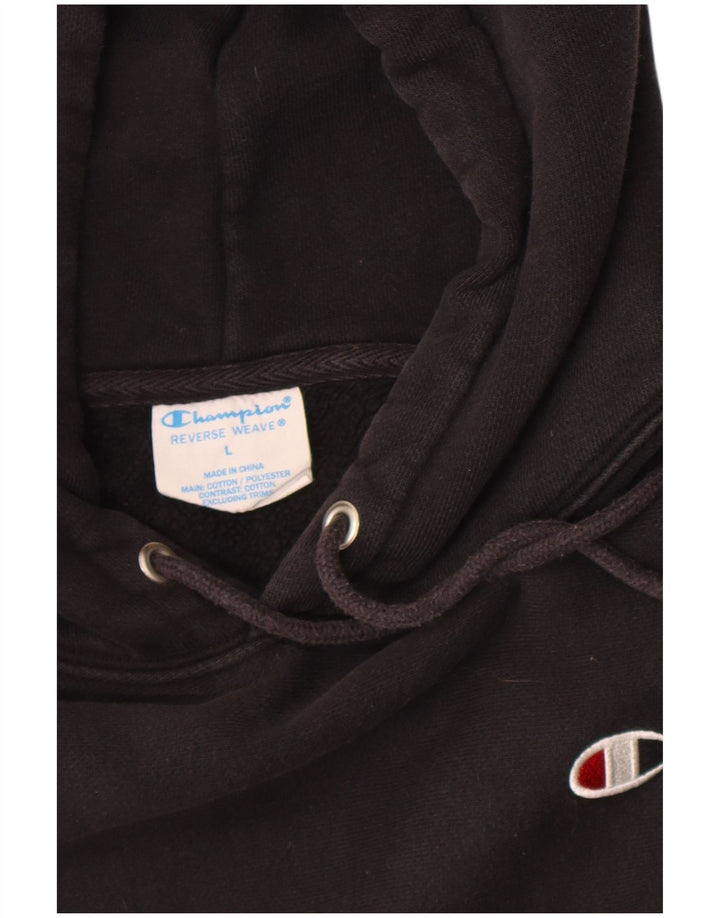 Champion Herre Reverse Weave Hoodie Jumper Large Sort Bomuld