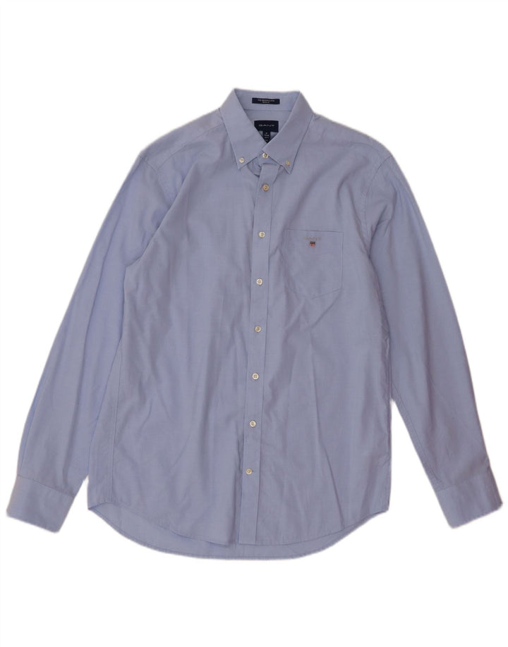 Gant Herre Regular Fit Skjorte Størrelse 39/40 15 3/4 Medium Blå Bomuld