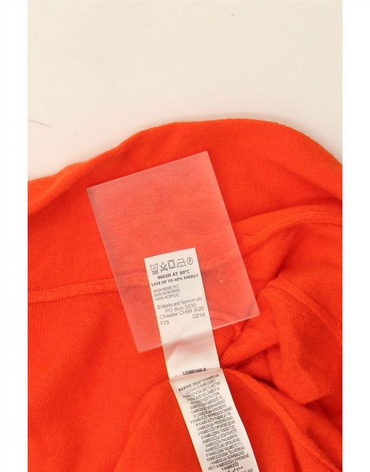 Marks & Spencer Dame Longline Åben Cardigan Sweater UK 12 Medium Orange