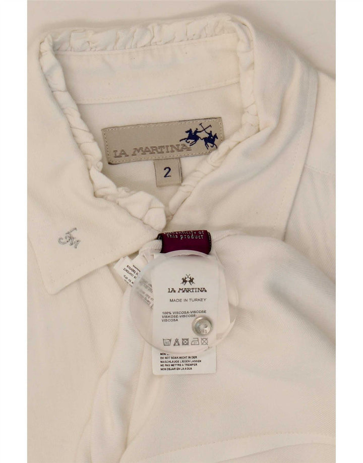 La Martina Dame Flæse Front Shirt Bluse US 2 XS Hvid Viscose