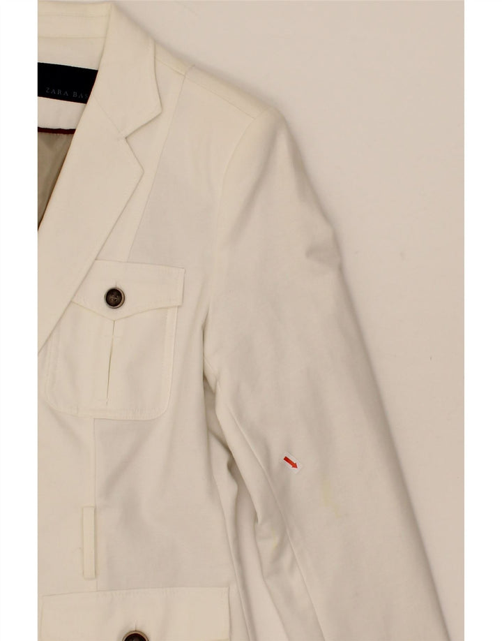 ZARA Womens 2 Button Blazer Jacket UK 14 Medium White Polyester Vintage Zara and Second-Hand Zara from Messina Hembry 
